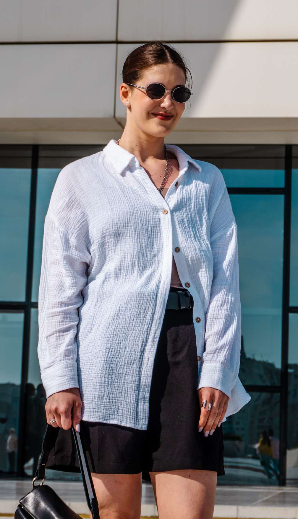 White Textured Overshirt