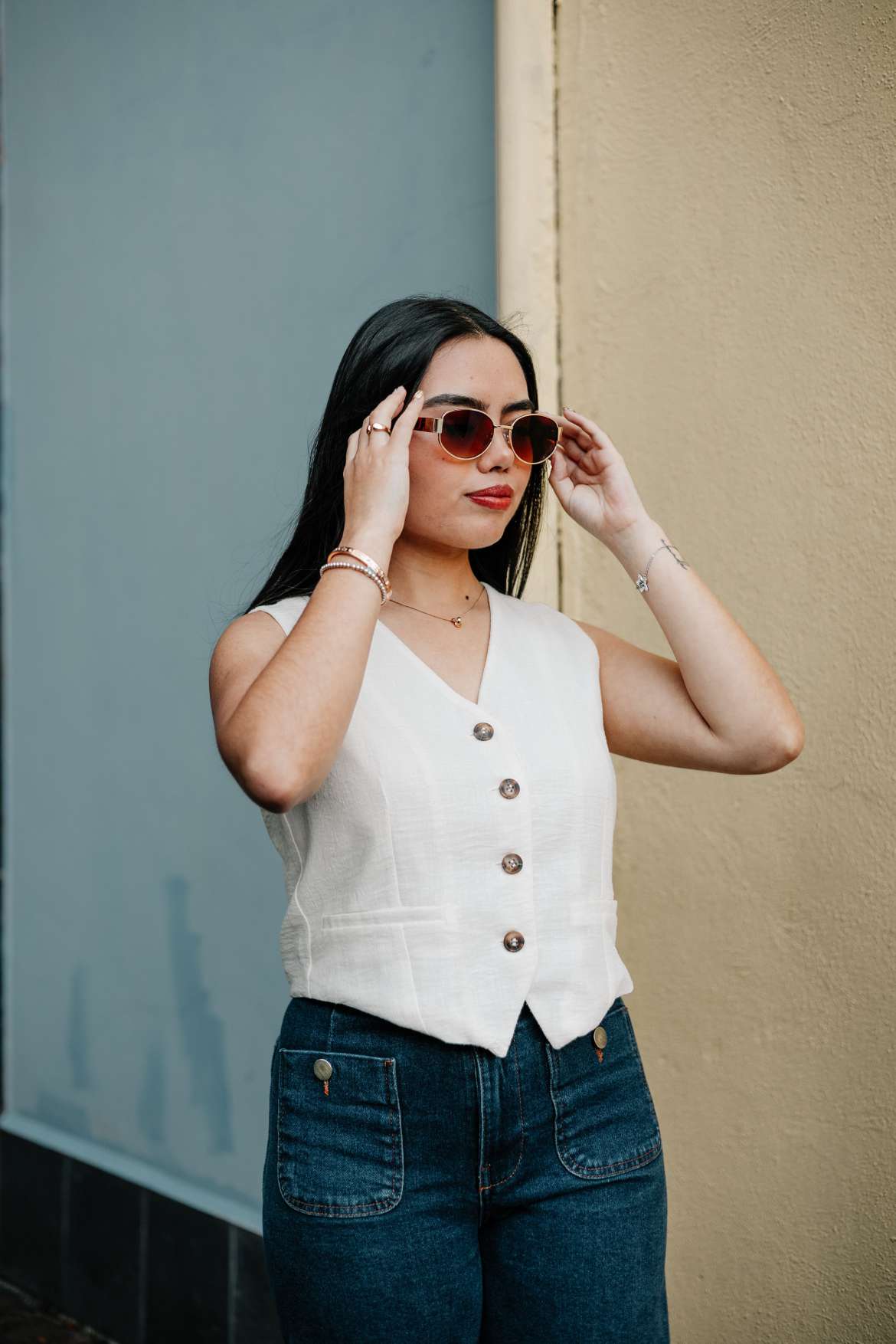 Linen Button-Front Vest