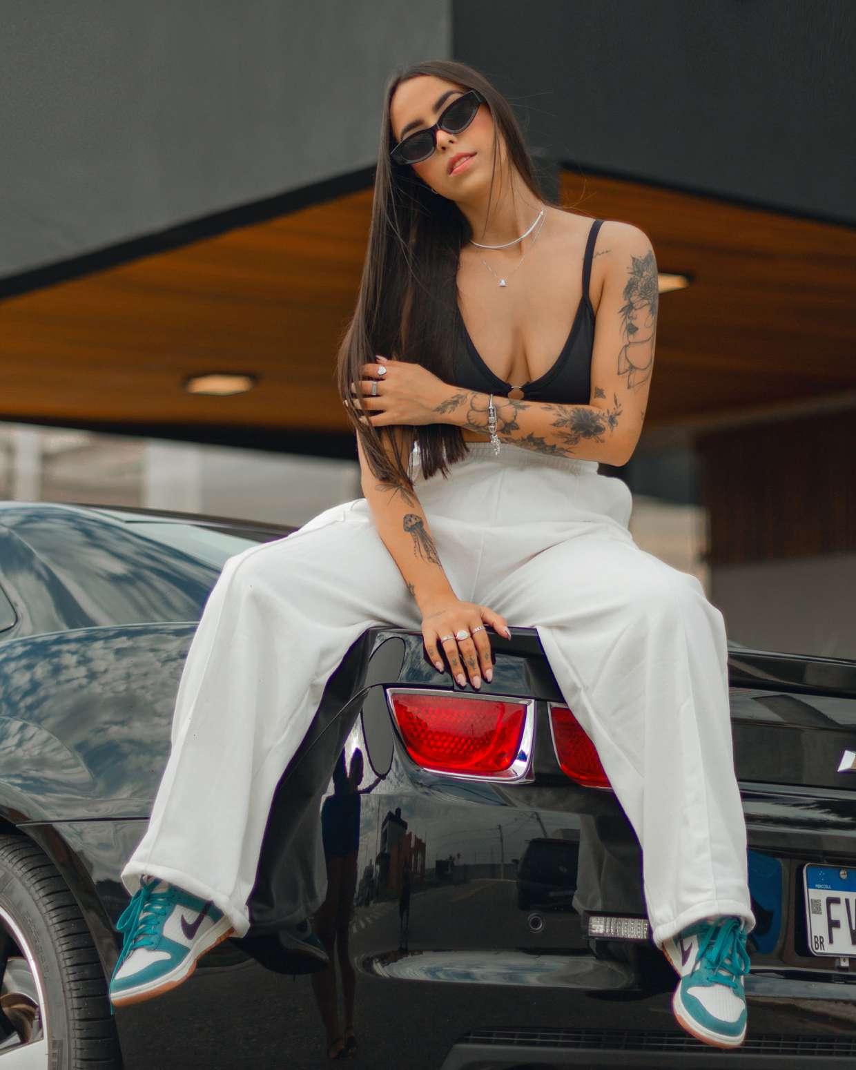 White Wide-Leg Track Pants